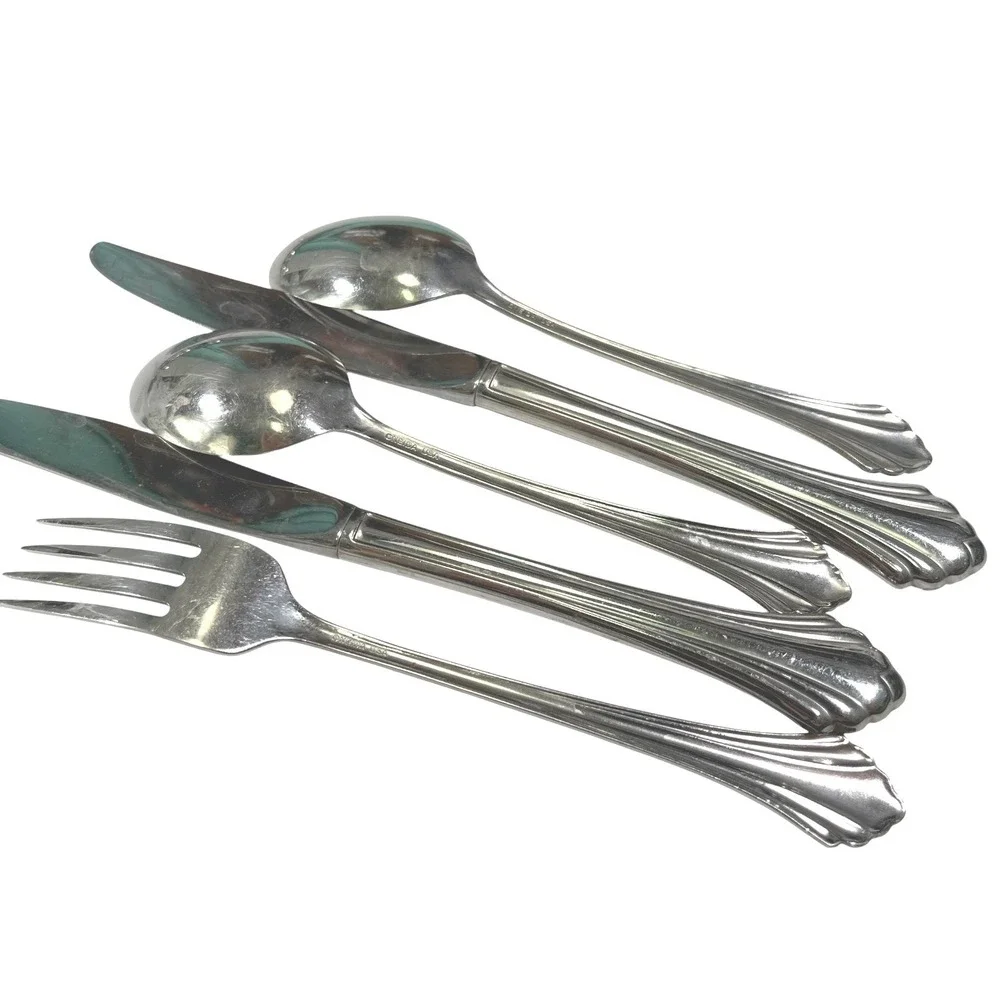 Oneida Silver Flatware Set 5pc Bancroft Stainless Steel MCM‎ Traditional